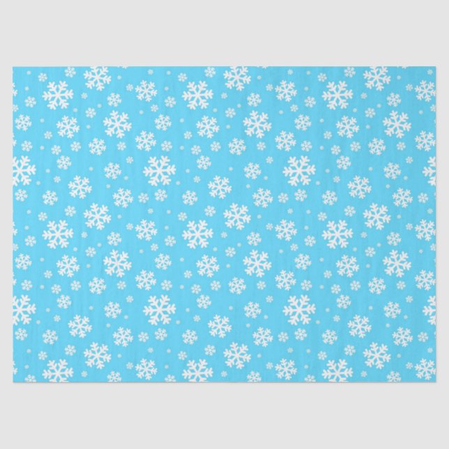 Light Blue and White Christmas Snowflakes Pattern Tissue Paper (Front)