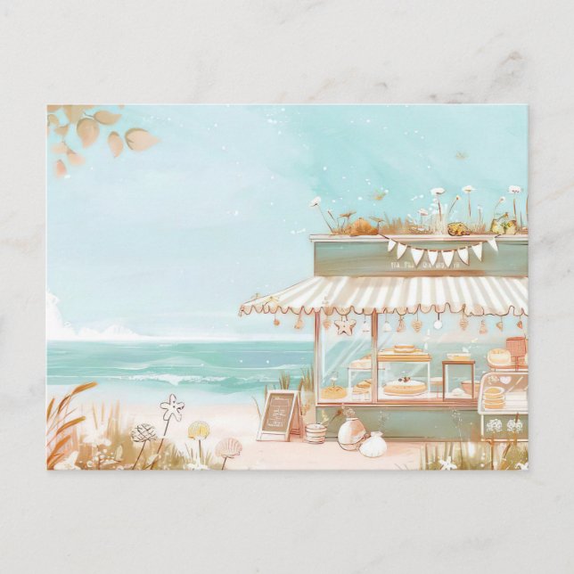 light blue and white coastal landscape postcard (Front)
