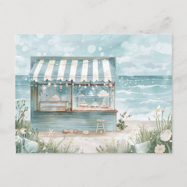 light blue and white coastal landscape postcard (Front)