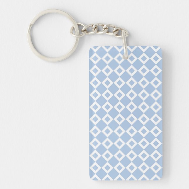 Light Blue and White Diamond Pattern Keychain (Front)