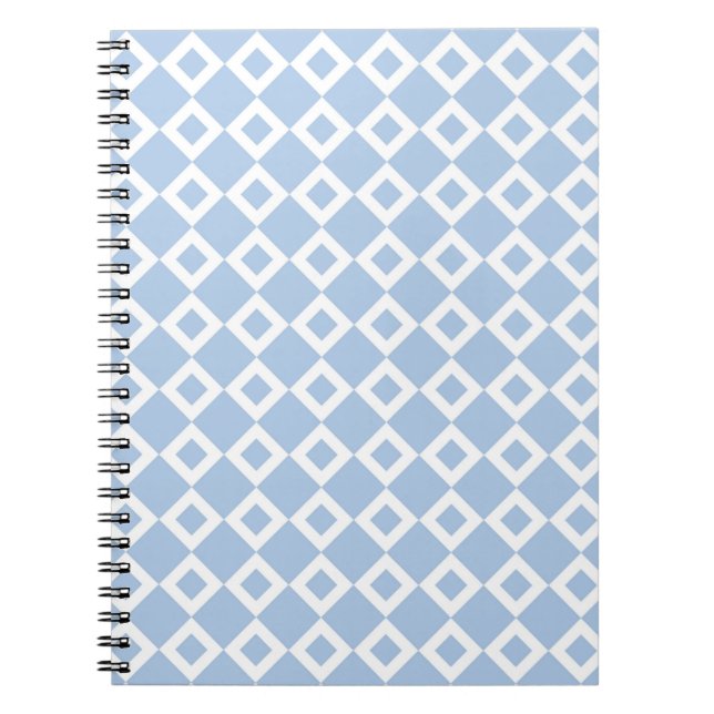 Light Blue and White Diamond Pattern Notebook (Front)