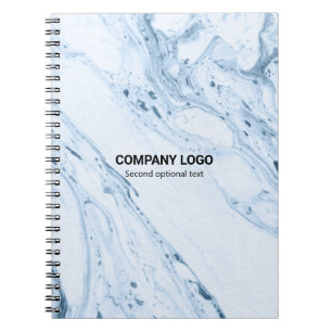 Light-blue and white faux marble background notebook