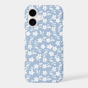 Light Blue and White Flower Silhouettes