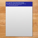 Light Blue and White Fonts on Dark Blue Heading Letterhead<br><div class="desc">Letterhead that you can customize its heading to advertise your business or promote your brand name to customers or clients. An office supply that you can use to build business brand name awareness. Design on heading is light blue and white fonts on dark blue background. To customize the heading of...</div>