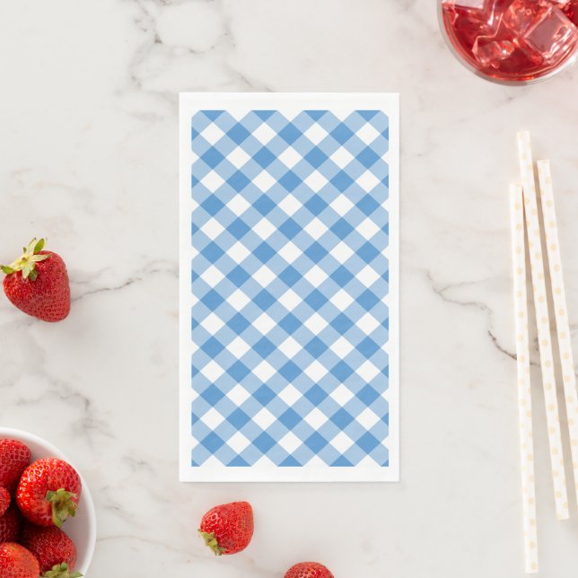 Light Blue and White Gingham Check Napkin (Insitu)