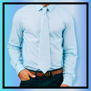 Light Blue and White Gingham Check Tie