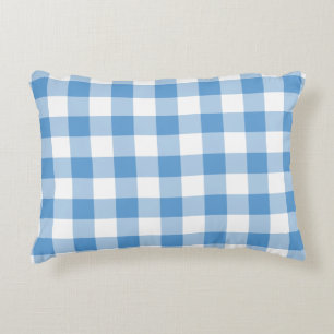 Light Blue and White Gingham Pattern Accent Pillow