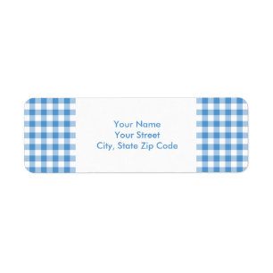 Light Blue and White Gingham Pattern address label