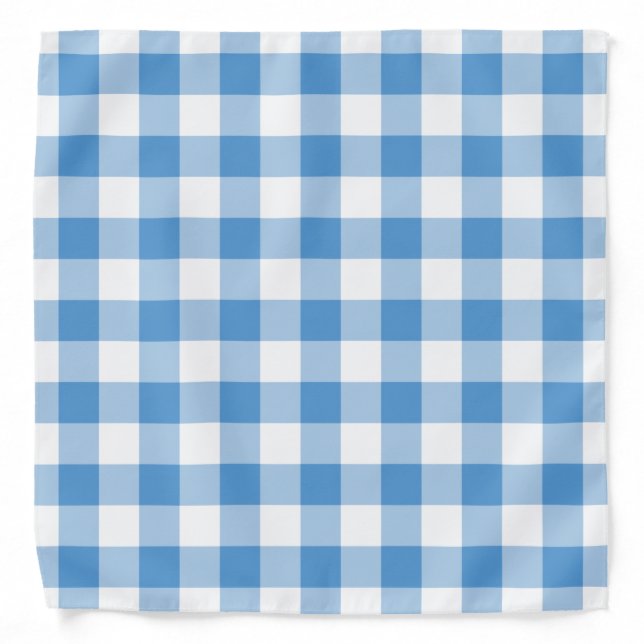 Light Blue and White Gingham Pattern Bandana (Front)