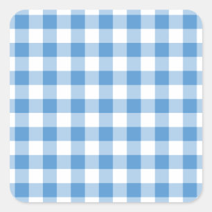 Light Blue and White Gingham Pattern Square Sticker