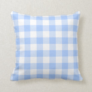Light Blue and White Gingham Pattern Throw Pillow