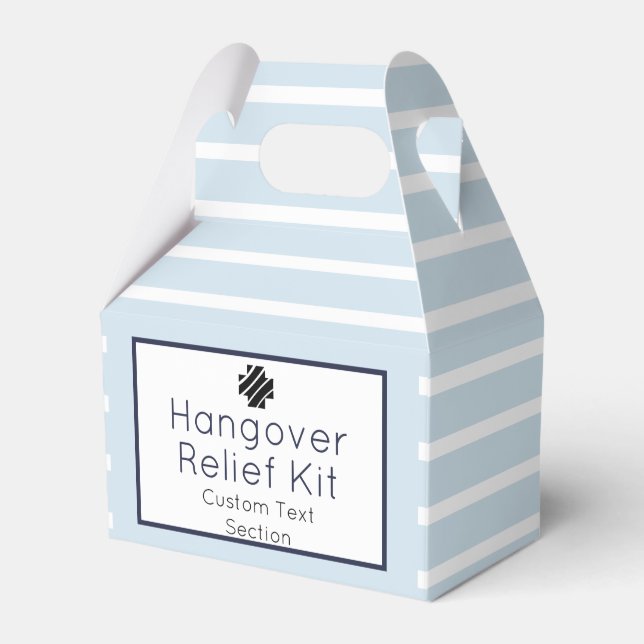 Light Blue and White Hangover Relief Kit Favor Box (Front Side)