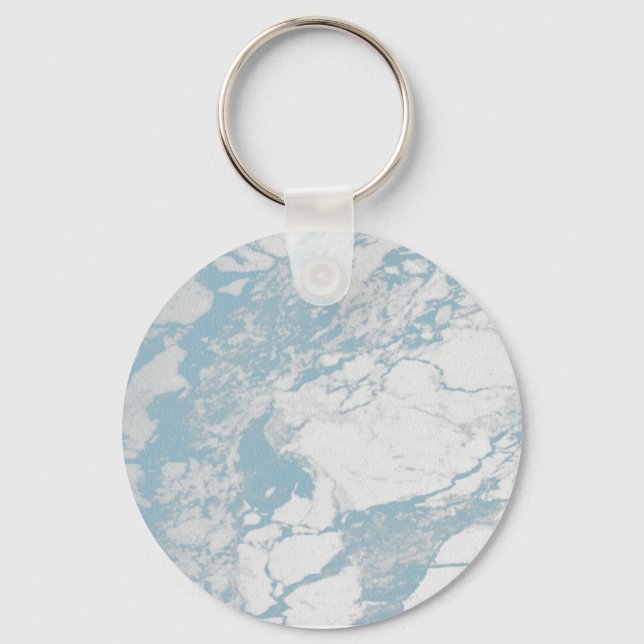 Light Blue and White Marble Pattern Keychain (Front)