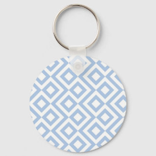 Light Blue and White Meander Keychain