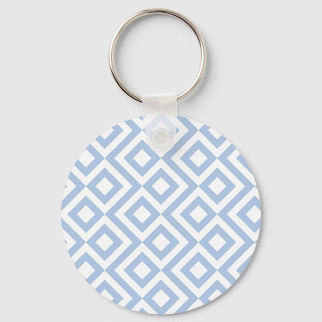 Light Blue and White Meander Keychain (Front)