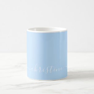 Light Blue and White Minimalist Modern Name 015 Coffee Mug