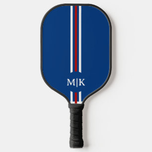 light Blue and White   Modern Monogram Pickleball  Paddle