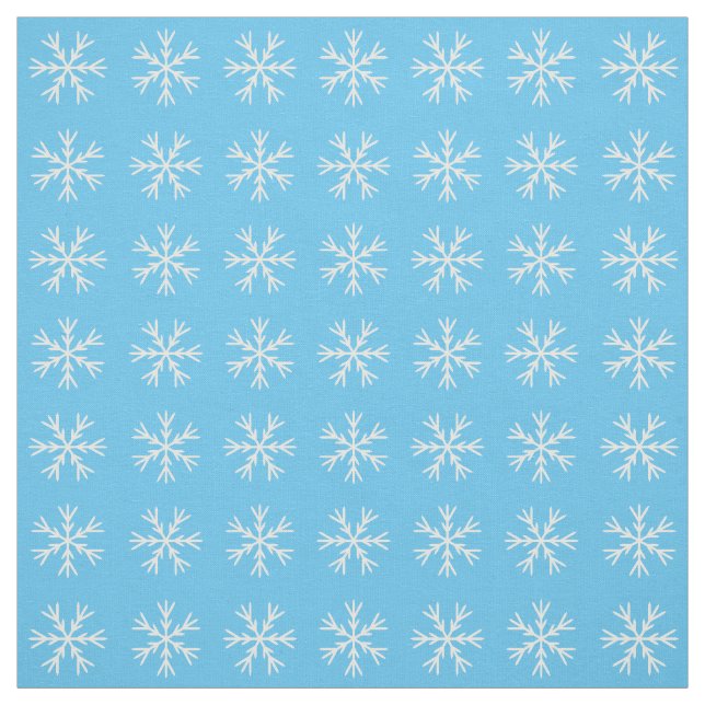 Light Blue and White Snowflake Pattern Fabric (Swatch)