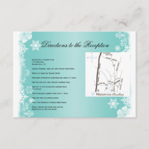 Light Blue and White Snowflake Wedding Directions Enclosure Card
