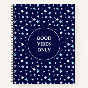 Light Blue and White Stars on Navy Blue Notebook