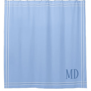 Light Blue and White Striped Custom Initials