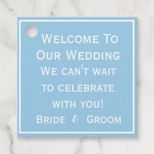Light Blue and White Striped Wedding Welcome Favour Tags
