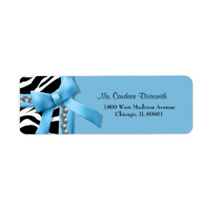 Light Blue And White Zebra Stripe With Silver Gems