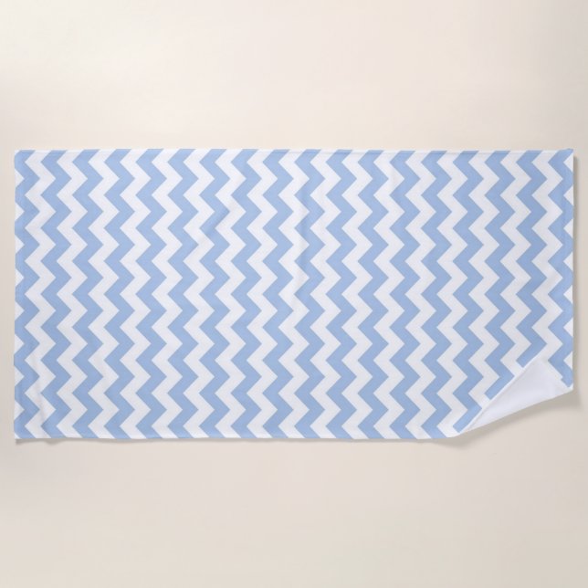 Light Blue and White Zigzag Beach Towel (Front)