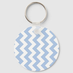 Light Blue and White Zigzag Keychain