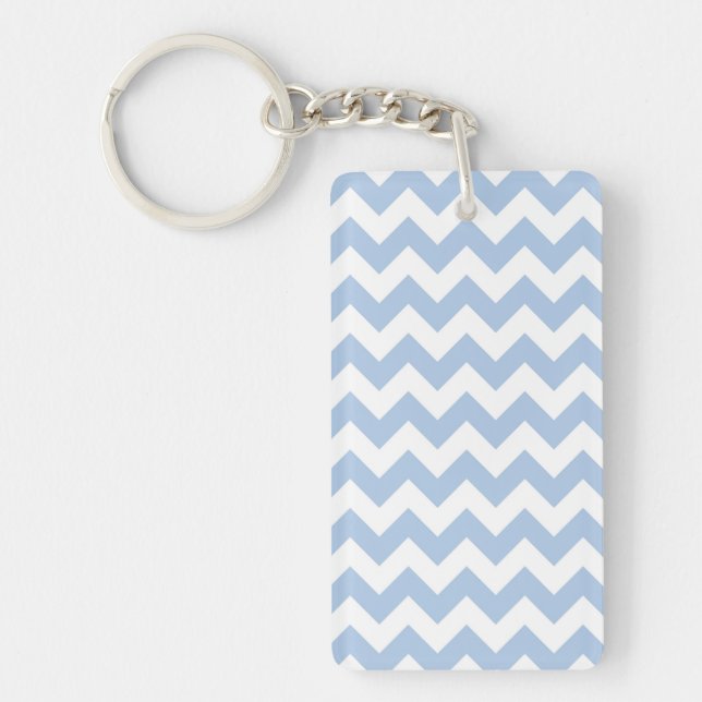 Light Blue and White Zigzag Keychain (Front)