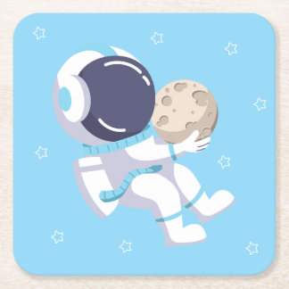 Light Blue Astronaut - Paper Coaster