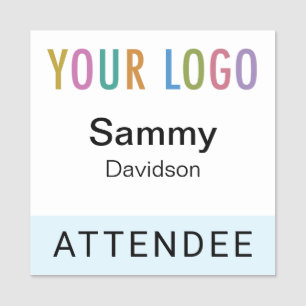 Light Blue Attendee Badge with Logo Square Nametag