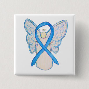 Light Blue Awareness Ribbon Angel Custom Buttons