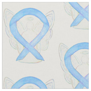 Light Blue Awareness Ribbon Angel Custom Material Fabric