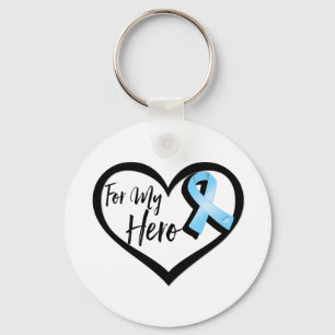 Light Blue Awareness Ribbon For My Hero Keychain