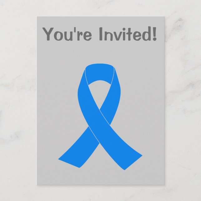 Light Blue Awareness Ribbon Invitation Postcard (Front)