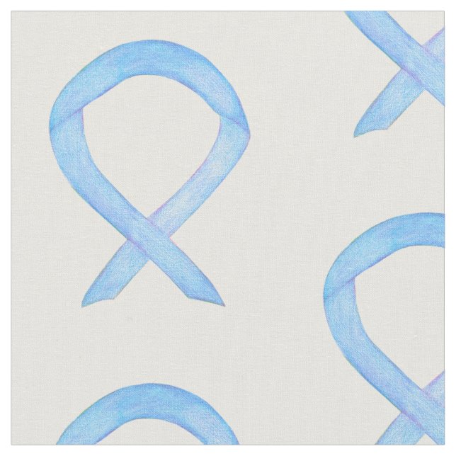Light Blue Awareness Ribbon Personalize Material Fabric (Close Up)