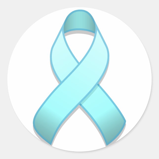 Light Blue Awareness Ribbon Round Sticker (Front)