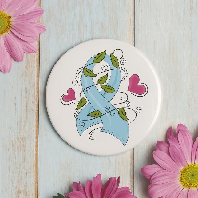 Light Blue Awareness Ribbon Support and Hope 3 Inch Round Button (Creator Uploaded)