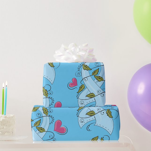 Light Blue Awareness Ribbon Support and Hope Wrapping Paper (Creator Uploaded)