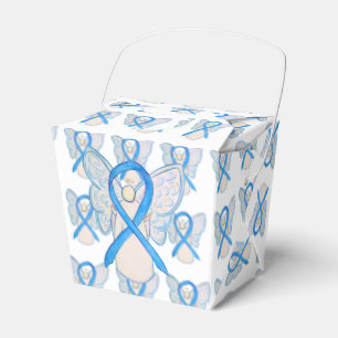 Light Blue Awareness Ribbon Take Out Favour Boxes