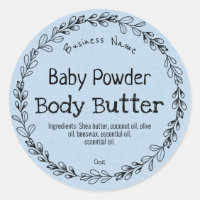 Light Blue Baby Powder Kraft Product Labels