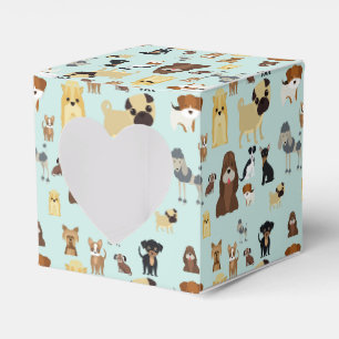 light blue background dogs pattern. favor box