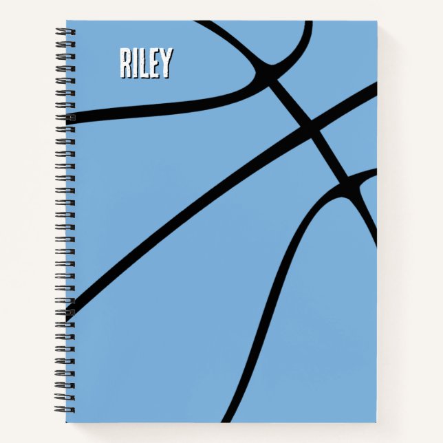 Light Blue Basketball Player Name or Text Custom Notebook (Front)