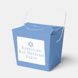 Light Blue Bat Mitzvah Party Star of David Fortune Favor Box