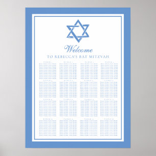 Light Blue Bat Mitzvah Star of David Seating Chart