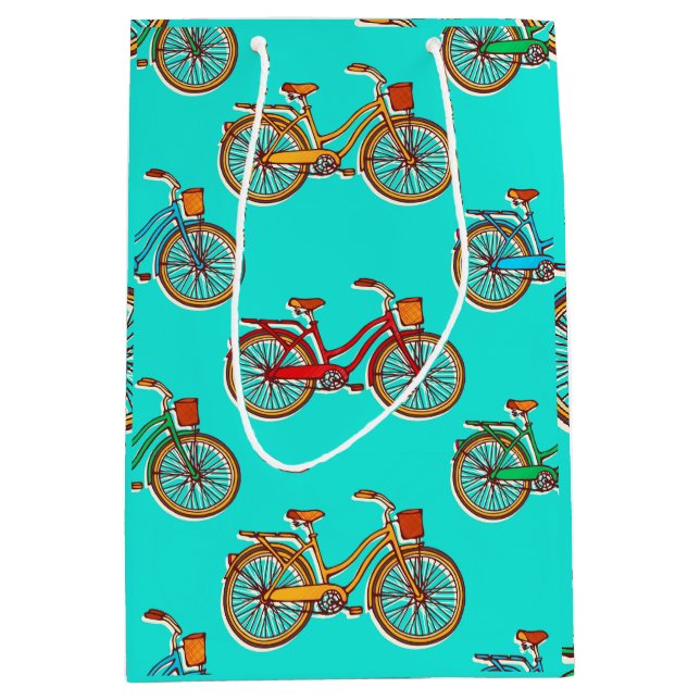 Light Blue Bicycle Medium Gift Bag (Front)