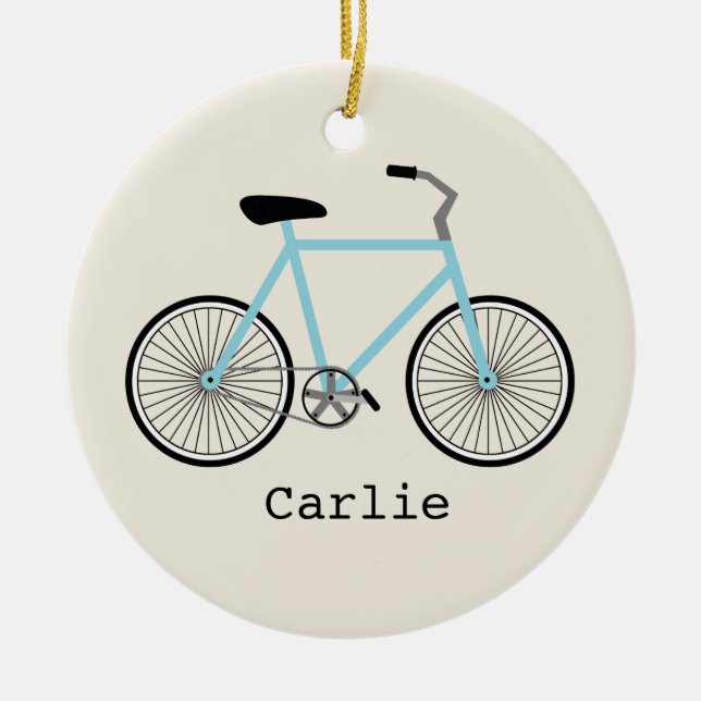 Light Blue Bicycle Personalized Ornament (Front)