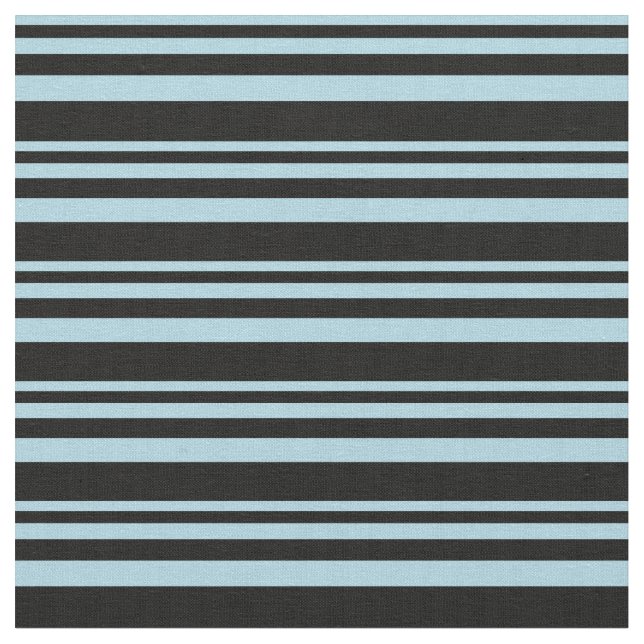 Light Blue & Black Coloured Stripes Pattern Fabric (Close Up)