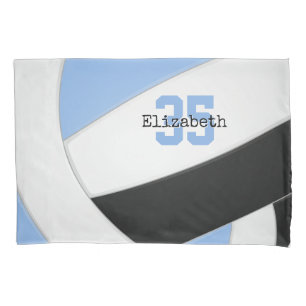 light blue black personalized volleyball pillowcase